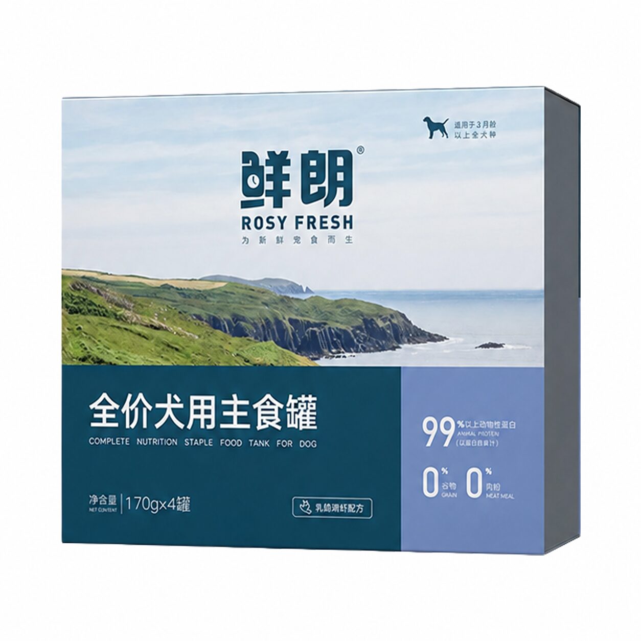 Rosy Fresh Complete Dog Wet Food – Squab & Krill Recipe 170g × 4 Cans